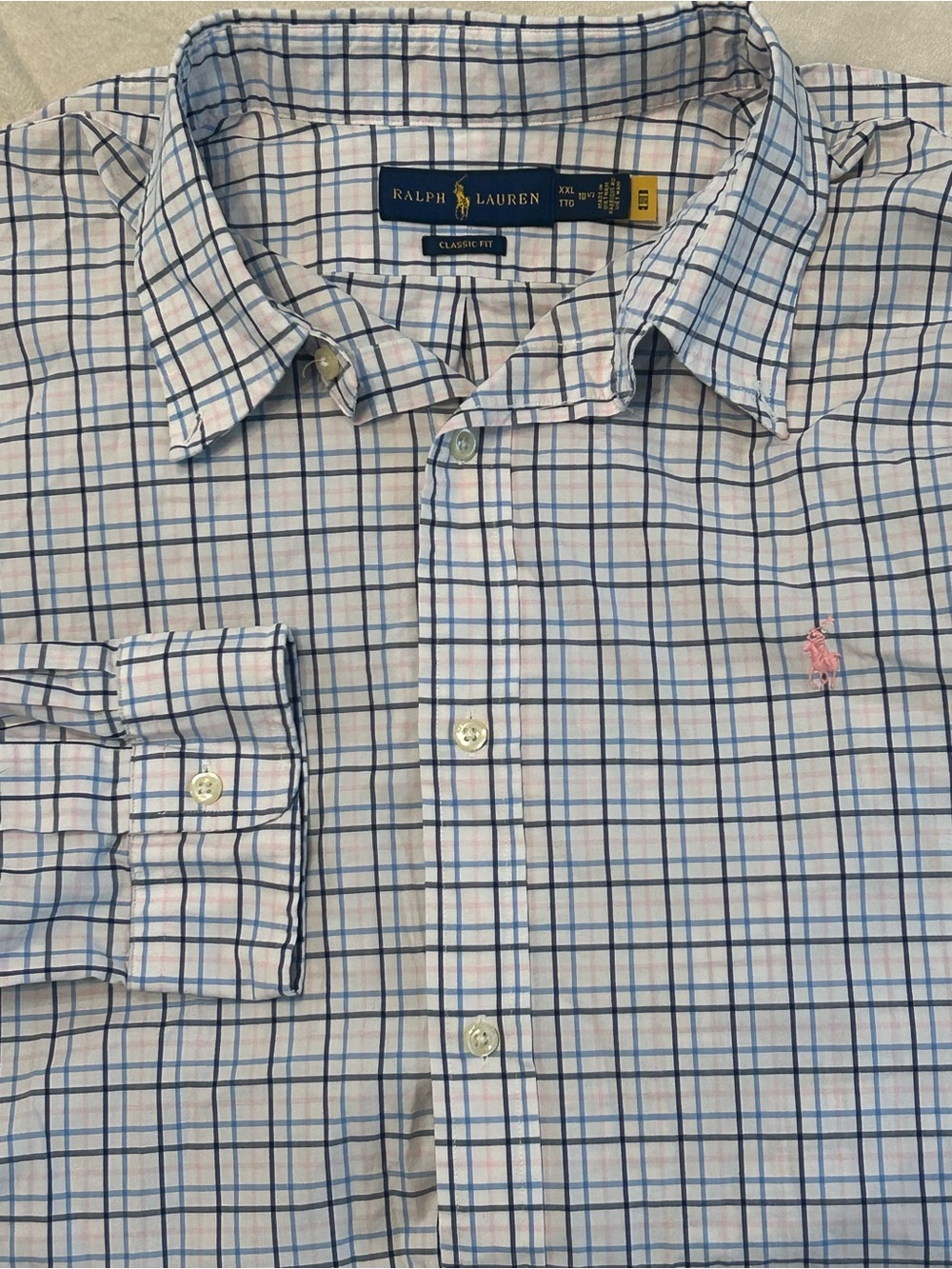 Ralph Lauren Classic Fit XXL Check Button‑Down Shirt 18.5 Cotton Stretch